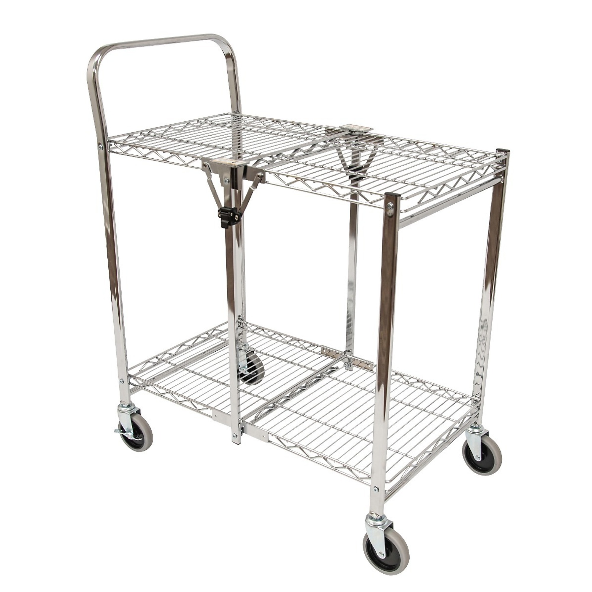 Luxor Two-Shelf Collapsible Wire Utility Cart — 200-Lb. Capacity, Chrome-Plated Steel, Model# WSCC-2